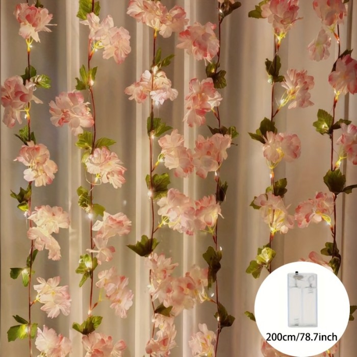 ✨ 6.56/16.4Ft Cherry Blossom LED String Lights Battery Powered Indoor Outdoor Festive Decor 🌸