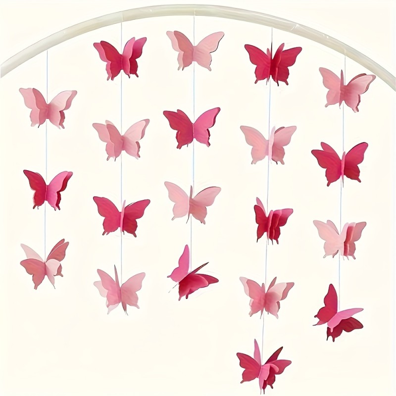 ✨ 18 Packs 3D Butterfly Paper Garland 200cm/78.74  Wedding Valentine Birthday Party Home Decor 🦋