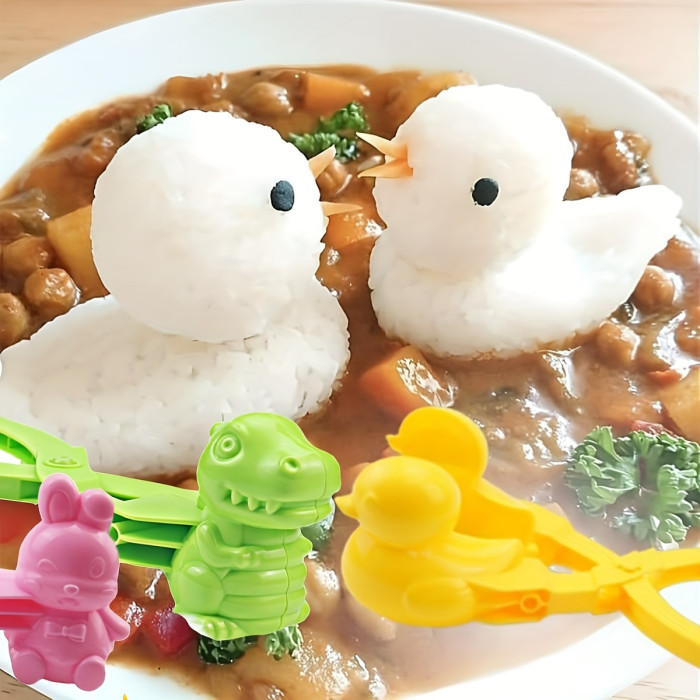 ✨ Set of 3 3D Animal Sushi Onigiri Molds Duck Rice Shaping Tools Camping Utensils 🍙