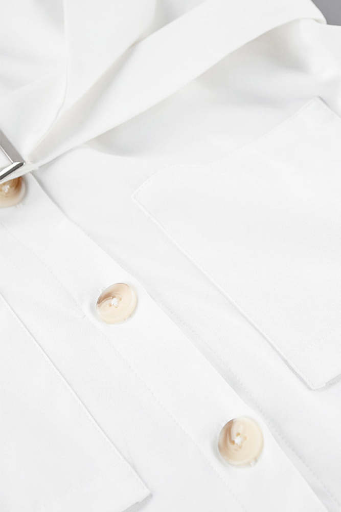 Casual Daily Pocket Buttons With Belt Turndown Collar Loose Rompers