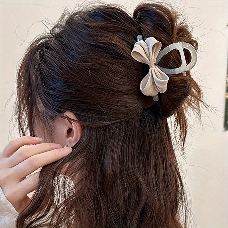 A Easy Fabric Bow Hair Clip, Back of The Head Shark Clip Half Tie Hair Clip Female