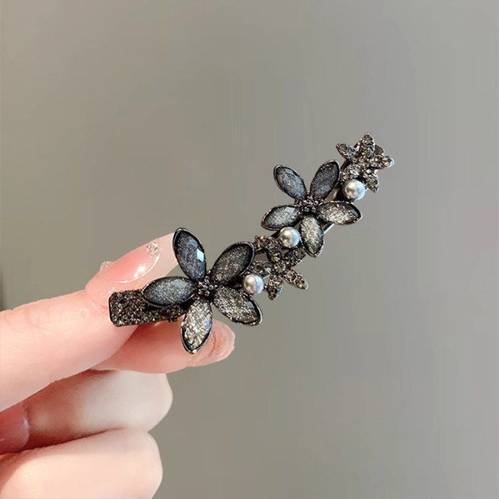 Korea Dongdaemun New Niche Design Colorful Flower Hair Clip | Girly Bangs Hair Accessory, Velour Material