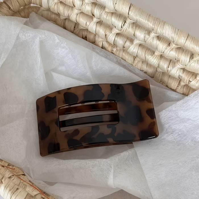 ✨ Square Leopard Print Large Duckbill Clip High-Grade Hair Accessory 🐆