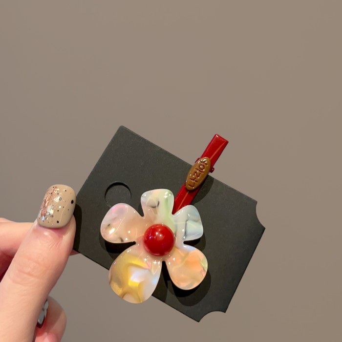 Korea Dongdaemun New Niche Design Colorful Flower Hair Clip | Girly Bangs Hair Accessory, Velour Material