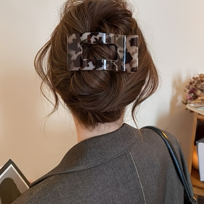 ✨ Square Leopard Print Large Duckbill Clip High-Grade Hair Accessory 🐆