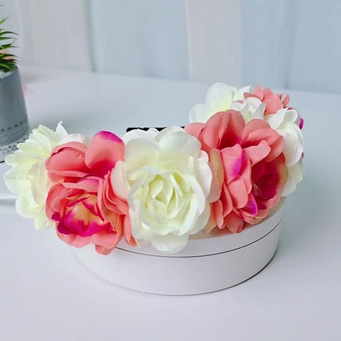 ✨ Fairy Peony Floral Wreath Headband Sweet Non‑Slip Travel Photo Hair Hoop 🌸