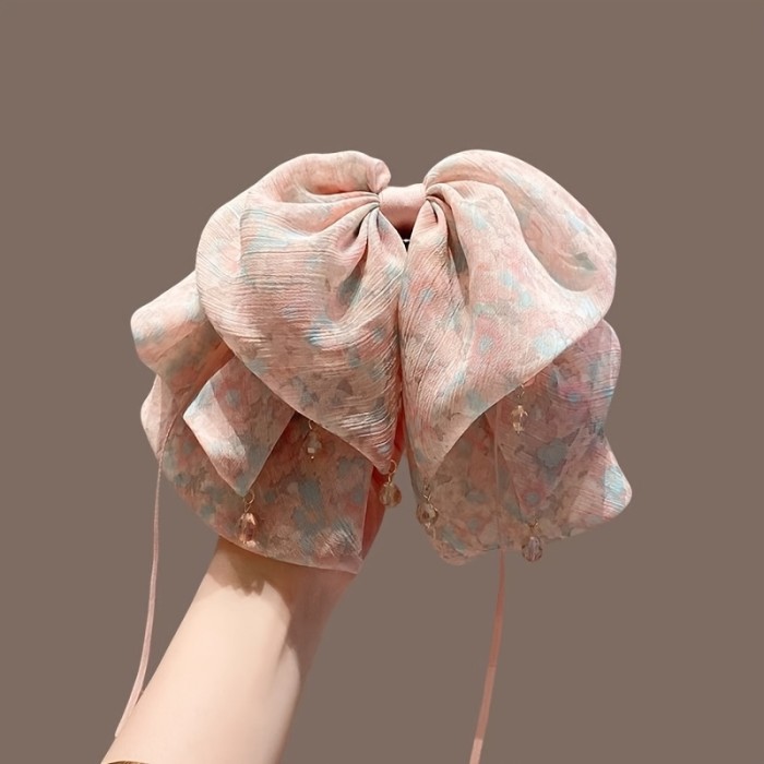 ✨ Floral Bow Ribbon Hair Claw Daily Shopping Photoshoot Gift 🎀