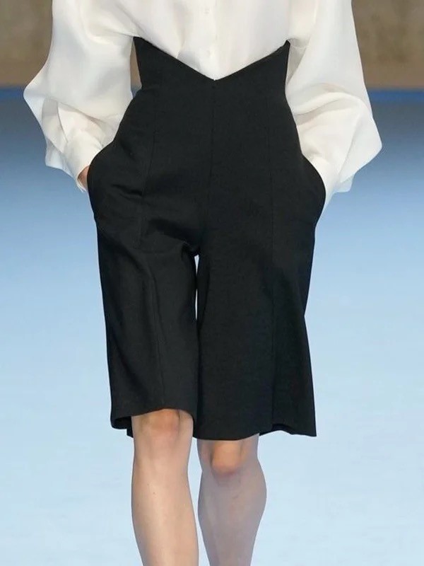 Solid Color Pockets Loose Shorts Bottoms