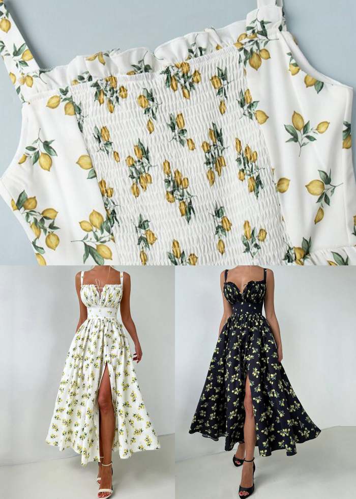 2026 New Beige Print Side Open Long Spaghetti Strap Dress Sleeveless