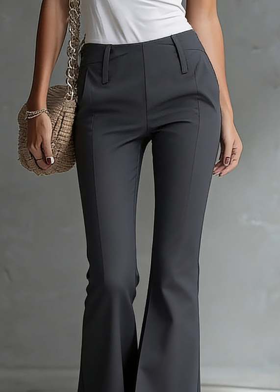 Style Dark Grey High Waist Patchwork Flared Pants Summer