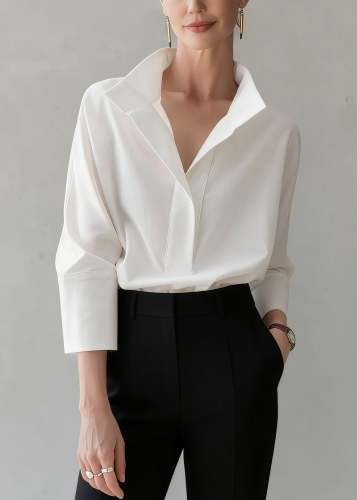 Unique White Peter Pan Collar Cotton Shirt Tops Summer