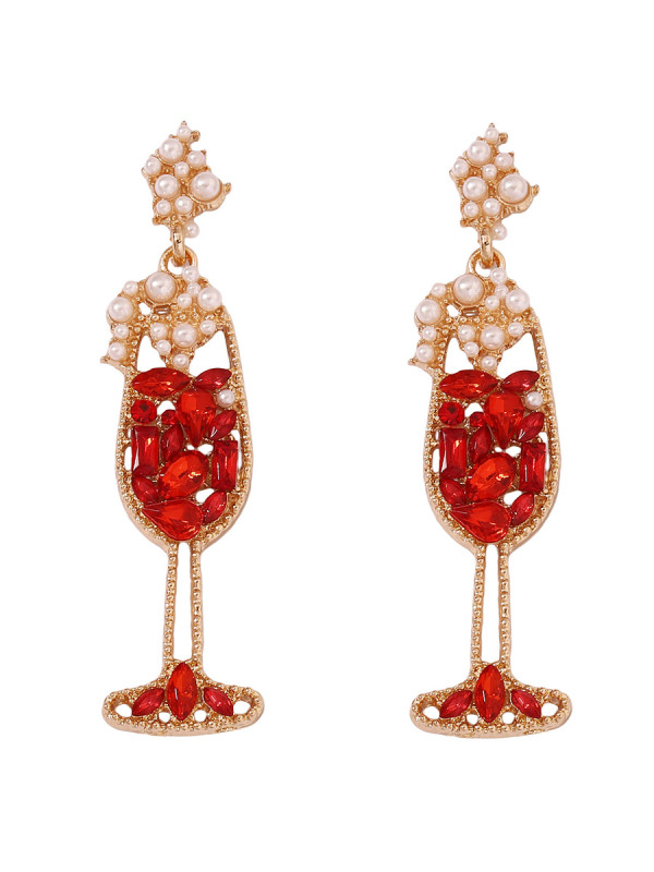 Wine Glass Shiny Earrings Accessories