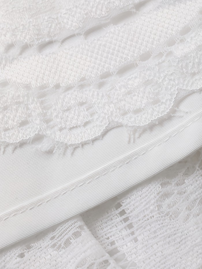 French-Style White Lace Layered Long Skirt, Women's Elastic Waist Ruffled Half Skirt, Essential for Summer Beach Vacations