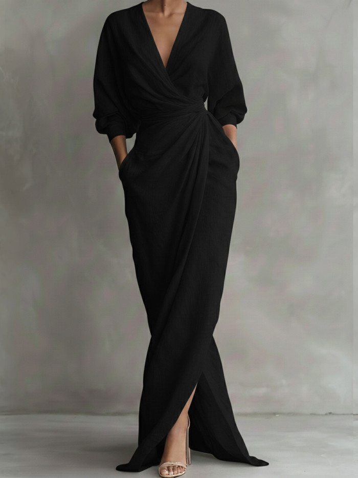 Women's Linen And Cotton Extra-long Dress