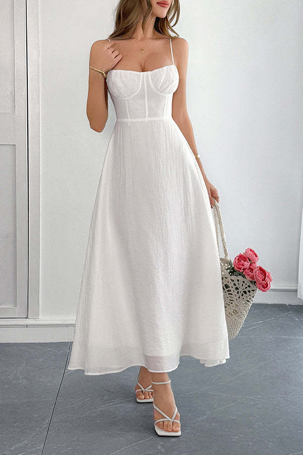 Solid Color Halter Backless Lace-up Holiday Slim Maxi Dress