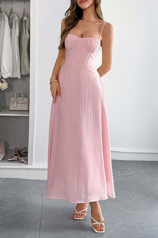 Solid Color Halter Backless Lace-up Holiday Slim Maxi Dress