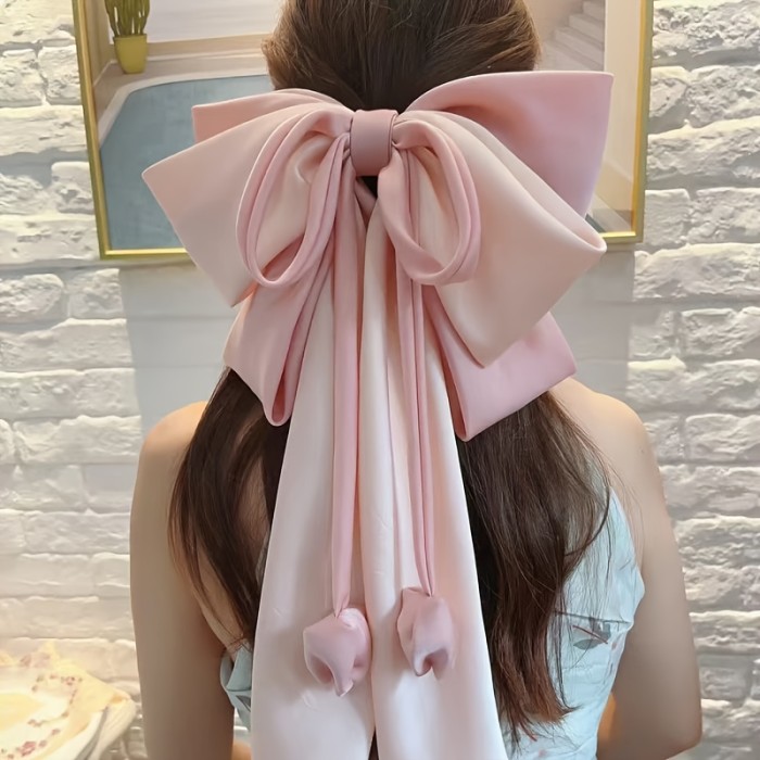 ✨Satin Large Bow Spring Hairpin 🎀Elegant ponytail bow accessory perfect for holidays and parties