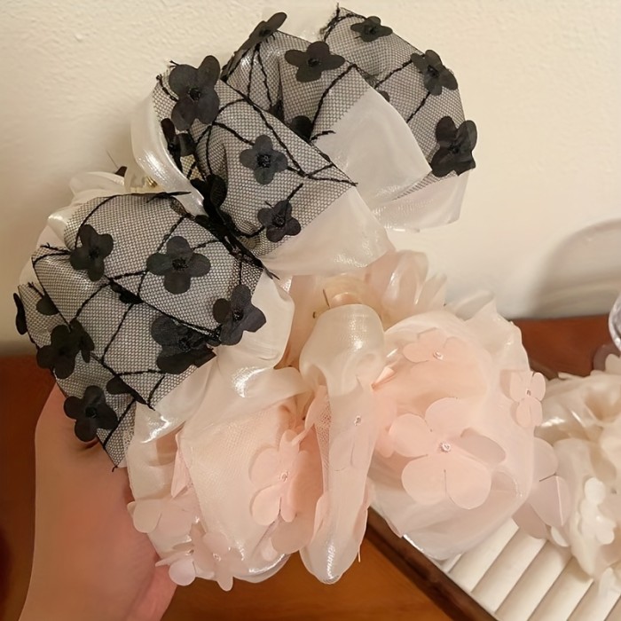 New Multi-Layer Mesh Bow Claw Clip, Large Hair Clamp for Back of Head, Elegant Updo Hairpin