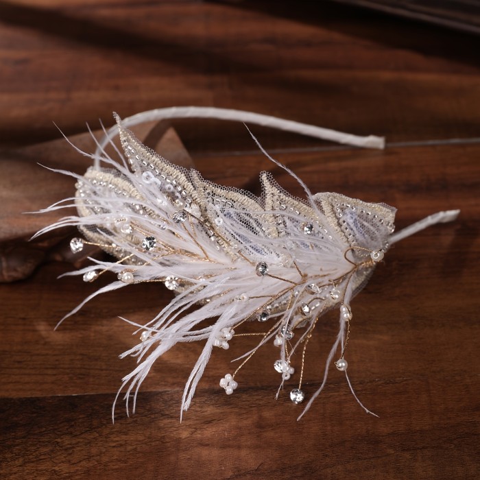 ✨Korean Feather Forest Headband 🪶Ethereal Bridal Hairband Ideal For Performance Travel And Photography