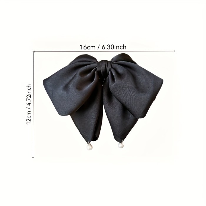 ✨High End Plastic Bead Satin Bow Hair Claw Perfect For Daily Commute And Multi Scene Wear