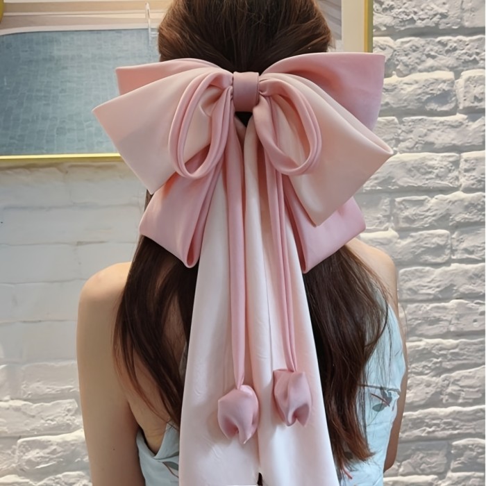 ✨Satin Large Bow Spring Hairpin 🎀Elegant ponytail bow accessory perfect for holidays and parties