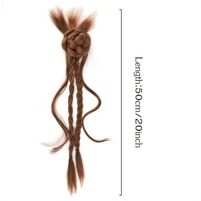 20 Inch Long Flower Bud Dragon Whisker Twisted Braid Ponytail Synthetic Claw Clip Flower Bud Twisted Braid