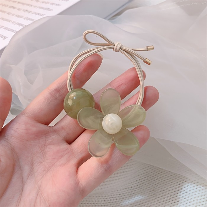 Jelly Color Cute Flower Hair Tie Tying Hair Rope High Elastic Ponytail Hair Circle Versatile Hair Rope Hair Additions