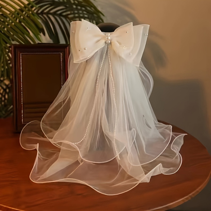 ✨Double Bow Lace Bridal Veil 🤍