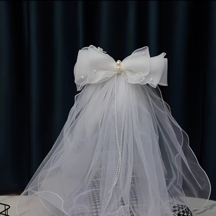 ✨Double Bow Lace Bridal Veil 🤍