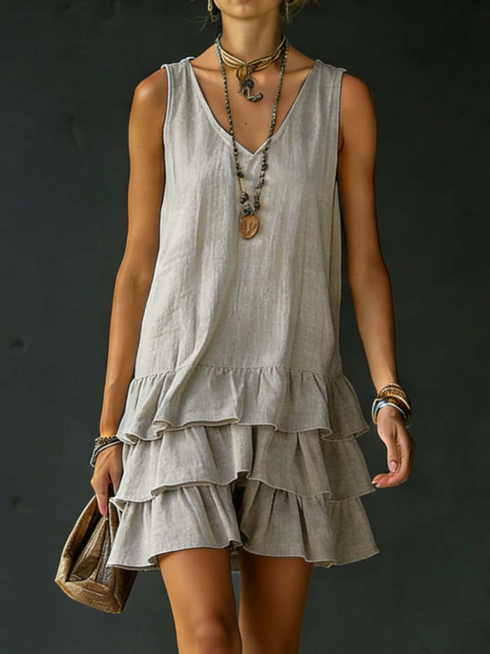 Women's Loose-fitting Solid Color Vest Dress