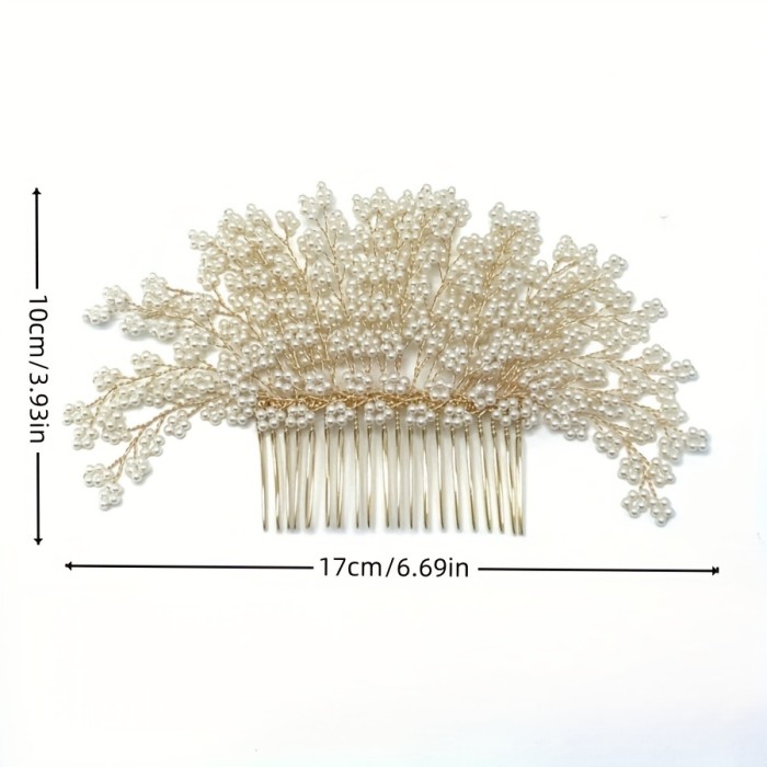 ✨Elegant White & Golden Floral Hair Comb 🤍Luxury Bridal Hairpin Perfect For Wedding & Formal Occasions
