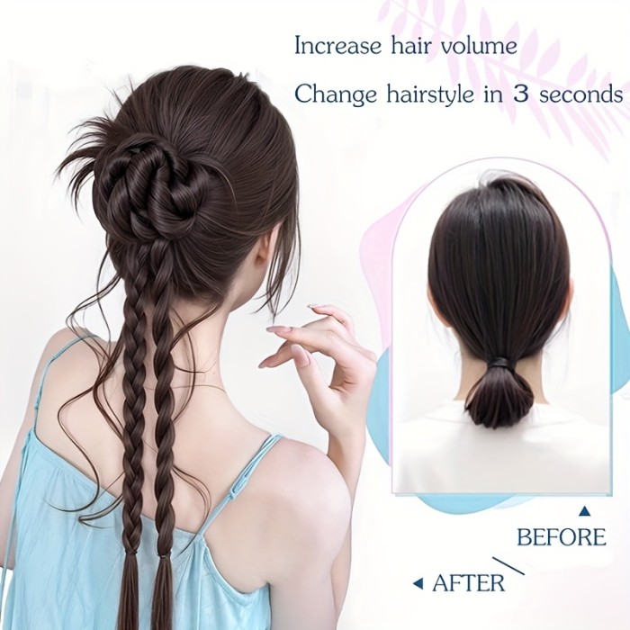 20 Inch Long Flower Bud Dragon Whisker Twisted Braid Ponytail Synthetic Claw Clip Flower Bud Twisted Braid