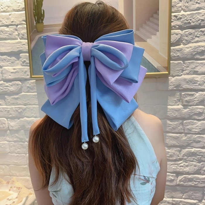 ✨Satin Large Bow Spring Hairpin 🎀Elegant ponytail bow accessory perfect for holidays and parties