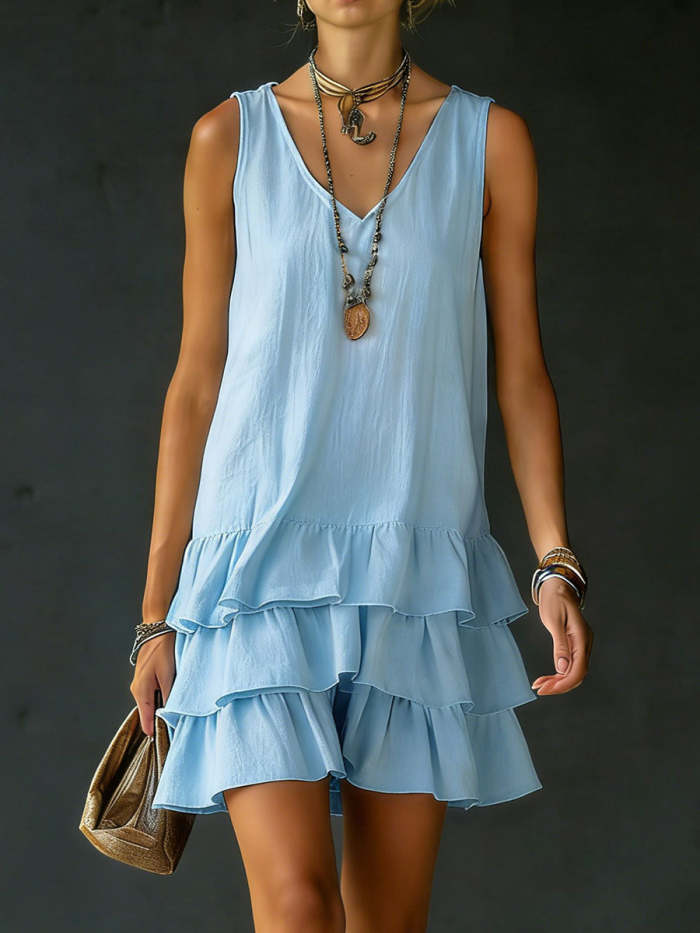 Women's Loose-fitting Solid Color Vest Dress
