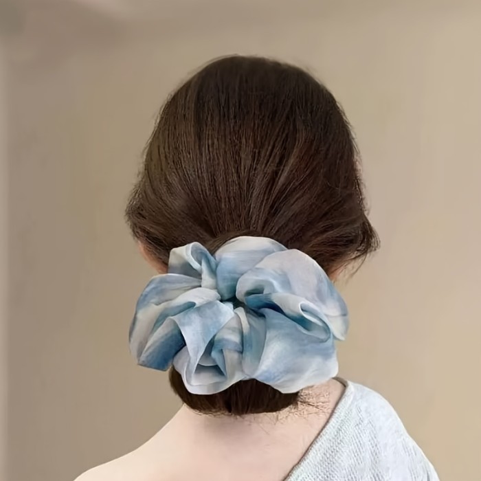 ✨3Pcs Sheer Chiffon Scrunchies Soft Elastic Style Ideal For Ponytail Bun Casual Dating All Seasons