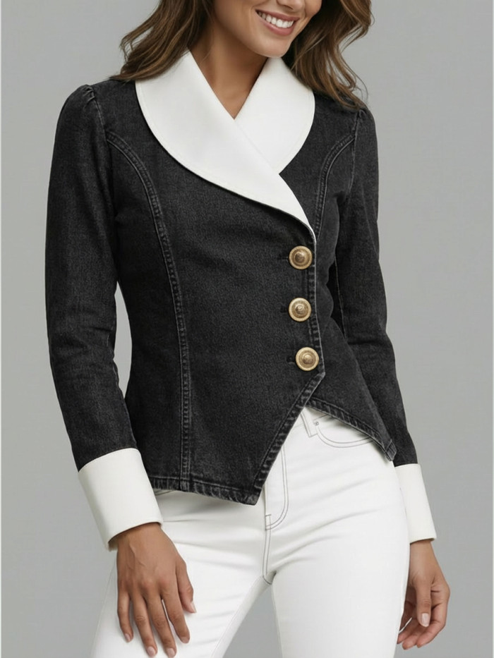 Stylish White Patchwork Denim Jacket