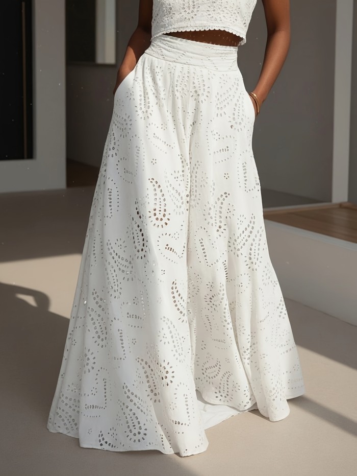 ✨Vintage Floral Openwork A-Line Skirt 🌸Elegant spring summer midi skirt easy match for daily casual wear