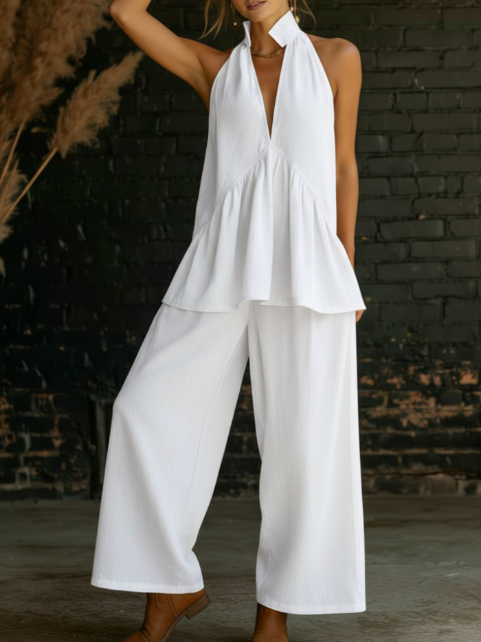 Women's Fashion: Elegant & Chic Ruffled V-Neck Slim-Fit Jumpsuit
