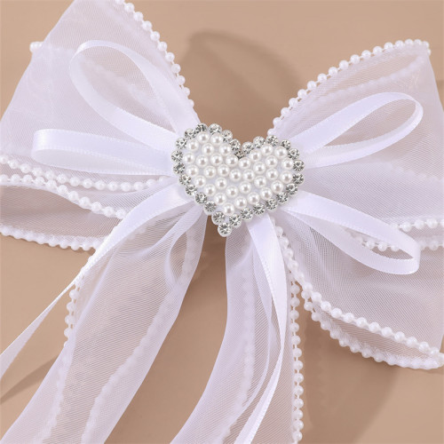 1pc Single Elegant White Bow Hair Clip for Women - Color Bow Suitable for Banquet, Wedding, Party Headpiece, Braids & Ponytails, Hair for, Prom, Special Occasions - Middle Eastern Series Hair Decoration
