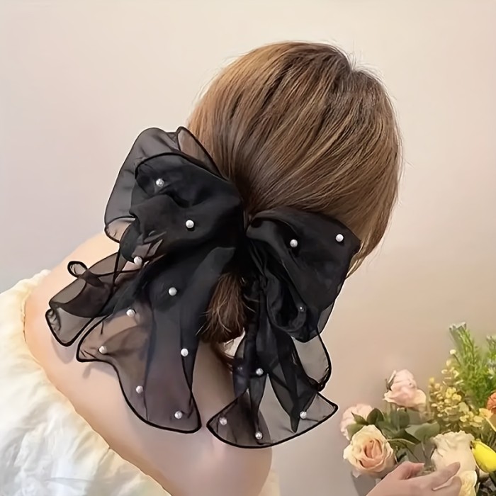 Single Lace Bow Hair Clip with Embellishment - Beaded, Floral Design, Suitable for Women and - an Ideal Valentine's Day Gift