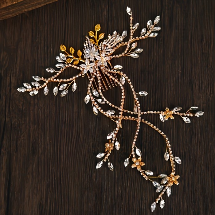 Trendy Hair Comb Hairpin for Women Prom Flower Leaf Long claw chain Hair Comb Bridal Wedding Hair Accessories Jewelry Pin Hair Comb Gift
