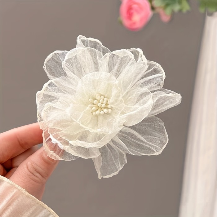 ✨Organza Camellia Sweet Hairpin 🌼