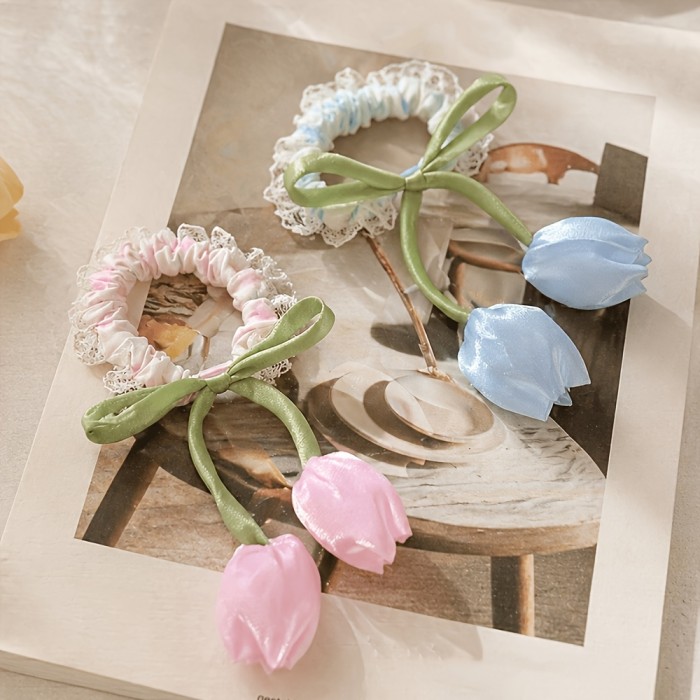 ✨French Lace Tulip Elastic Hair Ties 🌷