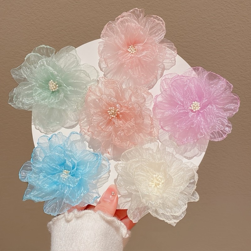 ✨Organza Camellia Sweet Hairpin 🌼