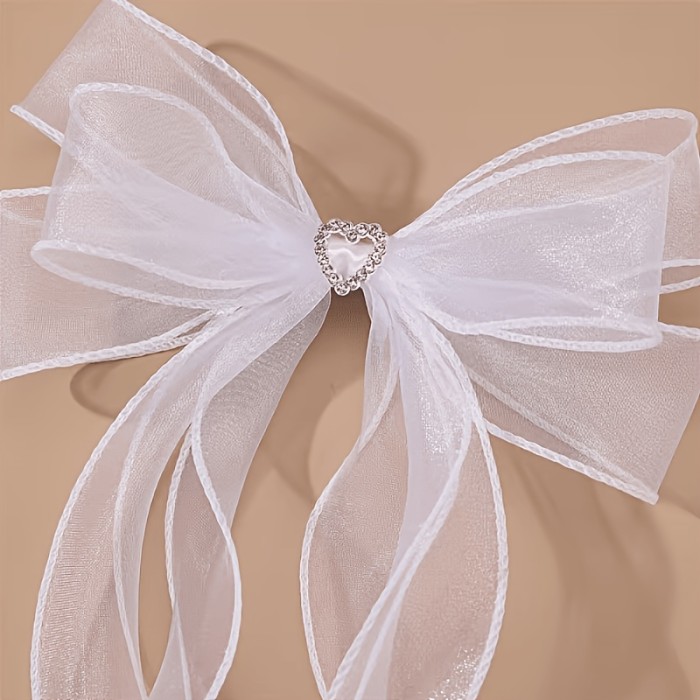 ✨Heart Ribbon Bow Mesh Hair Accessory 🤍