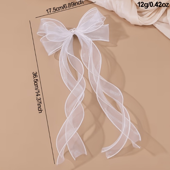 ✨Heart Ribbon Bow Mesh Hair Accessory 🤍