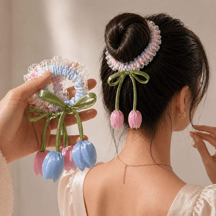 ✨French Lace Tulip Elastic Hair Ties 🌷