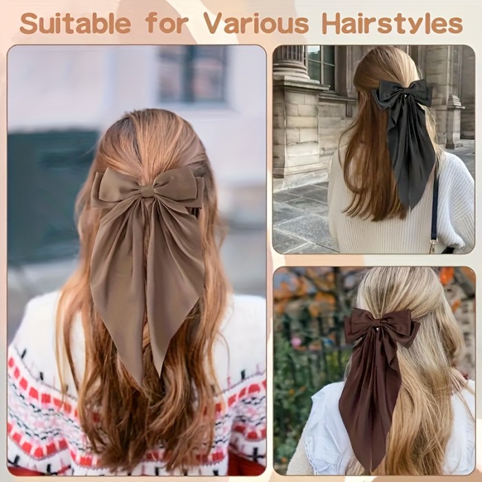 1pc Large Bow Long Flowing Headband, Elegant and Chic Hair Clip Decoration, 8 Colors Headband, Suitable for Daily Wear Hair Accessory
