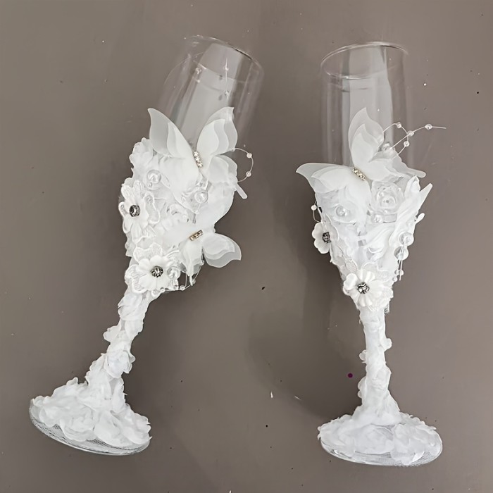 Romantic Wedding Wine Glass, Handcrafted Butterfly Decor High-End Feel, Super Stunning Bridal Wine Cup, Suitable for Weddings, Engagements, Home Decor