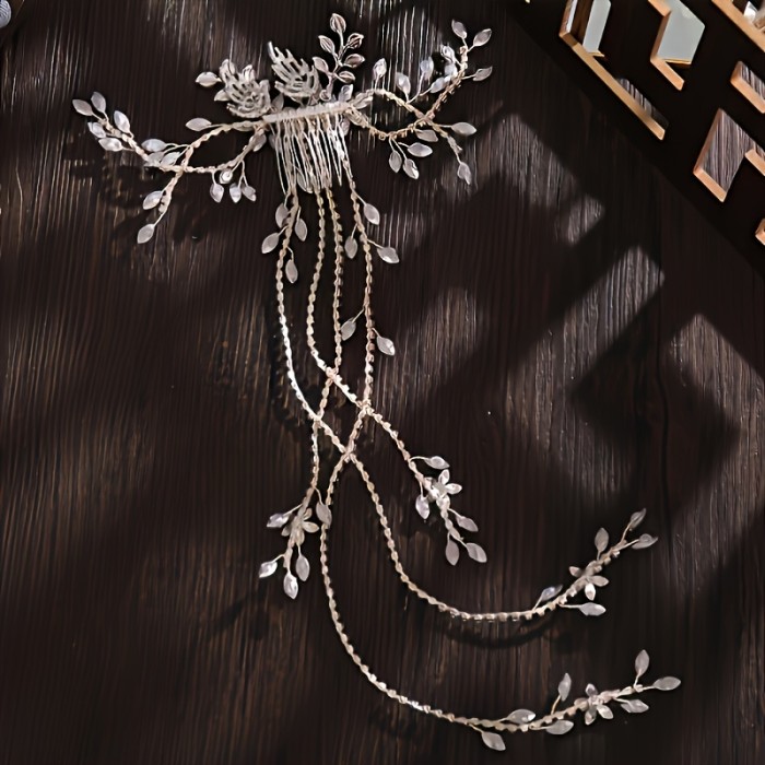 Trendy Hair Comb Hairpin for Women Prom Flower Leaf Long claw chain Hair Comb Bridal Wedding Hair Accessories Jewelry Pin Hair Comb Gift